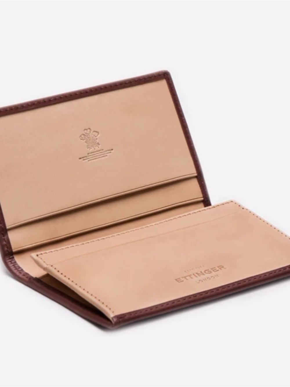 Ettinger London Bracken Brown/Eggshell Leather Card Holder - Men's Accessories